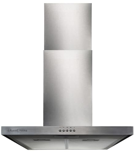 Russell Hobbs Chimney Cooker Hood 60cm T-Shaped Kitchen Extractor Fan in Stainless Steel, 3 Speed Settings & LED Light Extraction & Recirculation Features, 2 x Washable Aluminium Filters RHTCH600B1SS