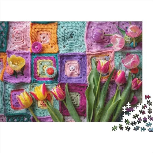 Tulip Jigsaw Puzzle - Fully Interlocking & Randomly Shaped 1000 Piece Jigsaw Puzzles for Adults - Durable Adult Jigsaw Puzzles for The Whole Family 1000pcs (75x50cm)
