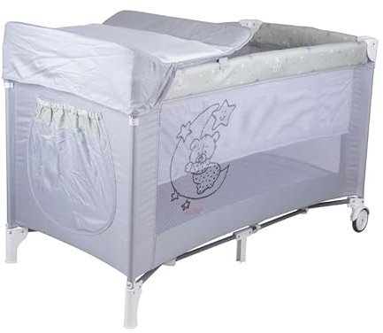 TORAL Cuna de Viaje Bebe con Colchon - Parque Cuna Bebe 2 en 1, Cuna Viaje Bebe Plegable y Seguro, Ideal para Casa y Viaje, Práctico Parque Infantil para Dormir y Jugar Modelo Pretty+ con Cambiador
