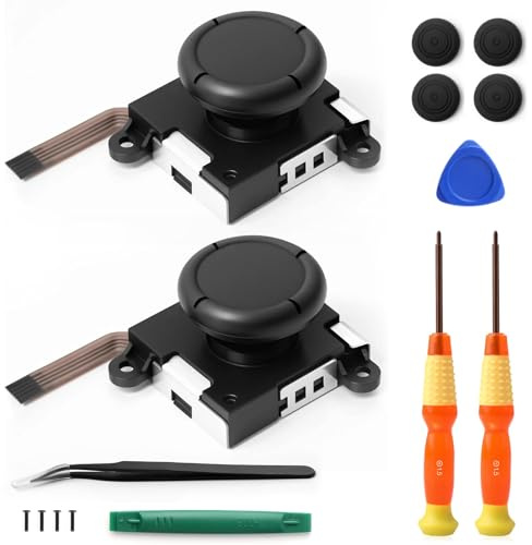Cverny Joycon Joystick-Ersatz, Y1.5/+1.5 Schraubendreher, Hebelfix-Werkzeuge, Daumen-Joystick-Abdeckungen, Joycon Reparatur-Set für Nintendo Switch Lite/Switch OLED-Modell/Switch Joy-Con-Controller, 2