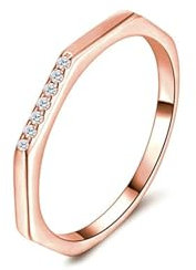 Stfery Ringe für Damen Gold Rundschliff Weiß Moissanit Rotgold 9 Karat Sechseck Ring 57 (18.1)