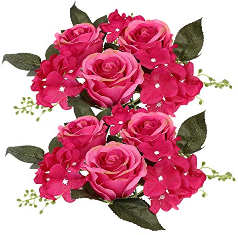 Garneck 2stücke Künstlicher Rosenkranz Für Kerzen Hochzeits Tischdekoration Realistische Blumen Für Feste Partys Und Romantische Anlässe