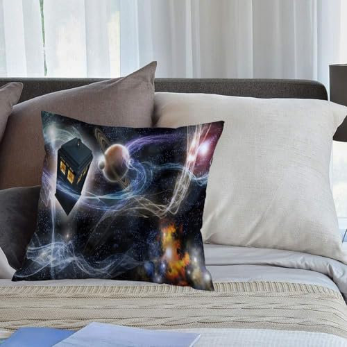 KHWEJ Kissenbezüge 40x40 cm,Doctor Who Tardis Dans Sternenhimmel Fantasy Hintergrund,Zierkissenbezug Cushion Cover Couch Wohnzimmer Außenbereich Deko