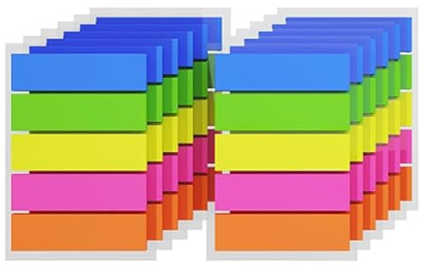 KIFZM 1500 Stück Index Marker, 12 Sets mit 5 Farben, wiederverwendbare Klebefahnen, einfache Index-Tabs, Haftnotizen, Seitenmarker Zum Hervorheben von Informationen in Verträgen, Büchern oder Akten