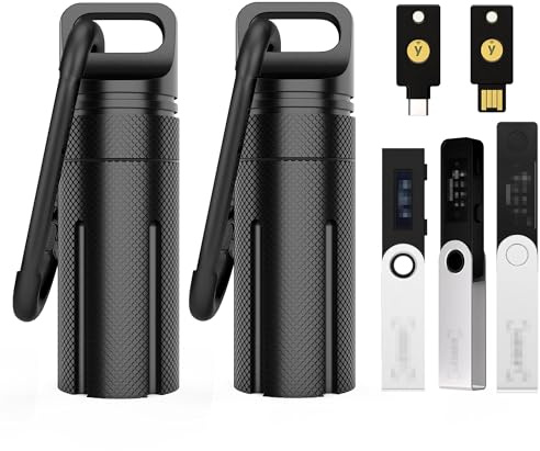 Aluminum Alloy Carrying Case Compatible with Ledger Nano X/S Plus YubiKey USB 5 5C NFC Nano, Waterproof & Shockproof USB Drive Device Storage, Secure Case for Cryptocurrency Cold Wallet (Black-2Pack)