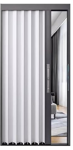Puerta plegable de acordeón de Concertina, puerta corredera interna de aluminio plegable de doble pliegue con cerradura y llave para cocina y baño