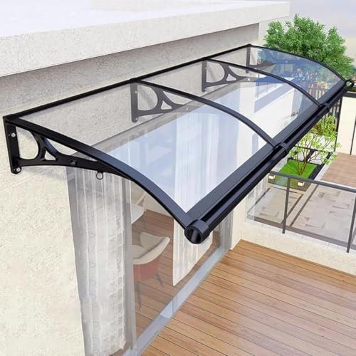 YVYKFZD Marquesina para Puertas de entrada, Tejadillo de Protección con soporte des aluminio, Toldo Cubierta des policarbonato, Marquesinas Exterior Toldo Refugio, protección UV y lluvia(Transparent,8