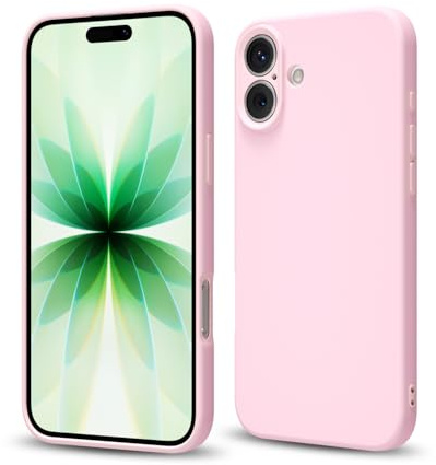Svaove for iPhone 17 Phone Case Liquid Silicone, Thin Ultra Slim Minimalist Phone Cover, Girly Cute Plain Bright Solid Color Matte Soft Rubber Jelly Gel Plastic TPU Bumper, Light Pink