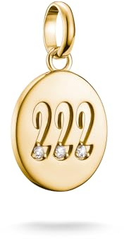 Thomas Sabo Charm Club Connect 18k Gold Plated Angel Number Charm Pendant with Stones Recycled 925 Silver