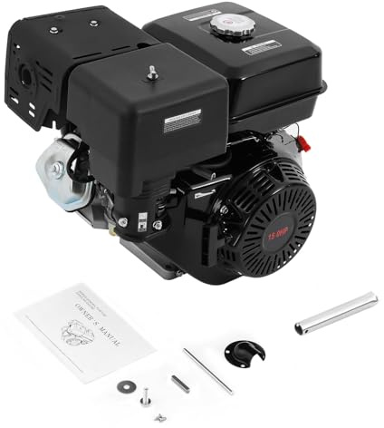 15 PS Benzinmotor 4-Takt OHV, Einzylinder 420 ccm, 9700 W max. Leistung, 6,5 L Tank, luftgekühlt, mit Seilzugstarter & Ölmangelsicherung, ideal für Wasserpumpen, Generatoren, Gokarts & Rasenmäher