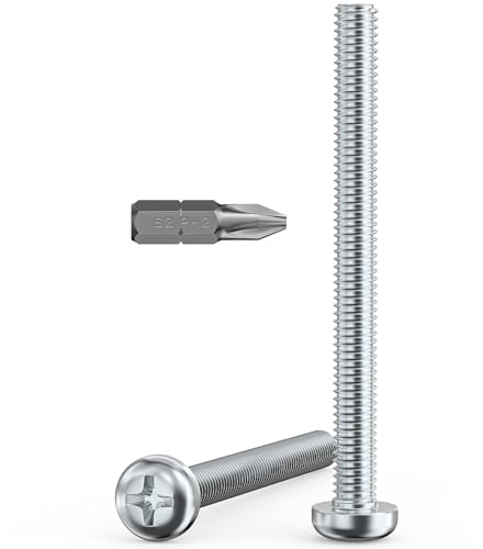Valorada 20Pcs M4 Screws, M4 x 45mm Pan Head Machine Screws, Phillips Drive, Fully Threaded, Zinc Steel, Bright Finish with Bit