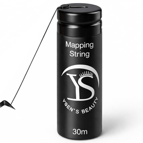 YSEN'S Brow Mapping String, 30 m Vorgetuschter Augenbrauen Mapping Faden für Microblading & PMU, Professioneller Brauen-Vermessungsfaden, Schwarz, Weiß & Rosa, Trocknet nicht leicht aus