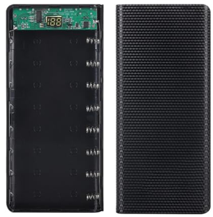 DIY Power Bank Box 8 x 18650 Battery Box with LCD Digital Display Black