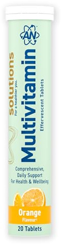 Applied Nutrition Solutions Multivitamin Effervescent Tablets – Essential Vitamins & Minerals per Serving – 20 Effervescent Tablets, Zero Sugar, Supports Daily Energy & Immune Function – (Orange)