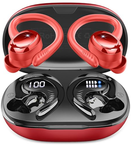 Wireless Headphones Sport Bluetooth 5.4 Earbuds, Hi-Fi Stereo Bass in Ear Buds, ENC Noise Cancelling Earphones with Earhooks, 50+Hrs USB-C IP-X7 Waterproof Headset Android iOS for Running Workout Gym