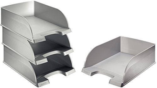 Leitz 523300 Briefkorb Jumbo Plus, A4, extra hoch, Polystrol (Briefkorb Jumbo Plus, Silber 4er Set)