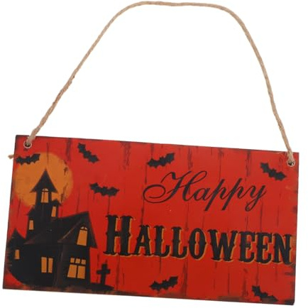 Healifty Letrero De Madera Colgante Para Halloween Decoración De Pared Con Cuerda Fácil De Colgar Para Fiesta Temática De Halloween 8X4.1 Pulgadas