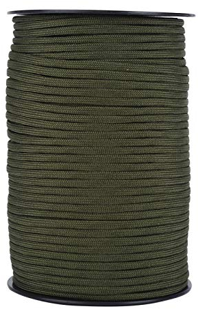 100m Paracord Rolle Seil, 4mm Flechtleine 9 Strang Fallschirm Schnur aus Polypropylen und Polyester für Camping Outdoor Klettern Survival(Armeegrün)