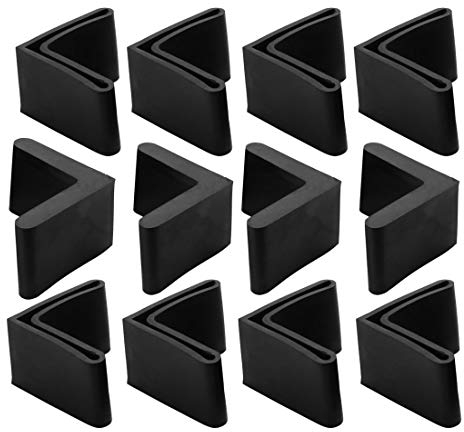 sourcing map 12stk Stuhlbeinkappen Gummifüße Möbelfüße Dreieckiger Ärmel Fußpad Deckel Fußkappen Bodenschutz 25 x 25mm Schwarz