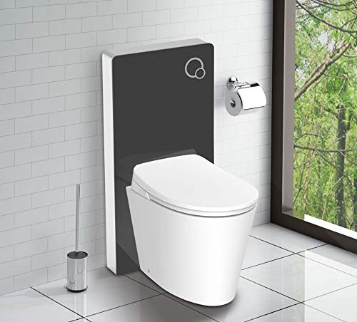 Glasdeals Schwarzglas Sanitärmodul für Stand-WC inkl. Betätigungsplatte