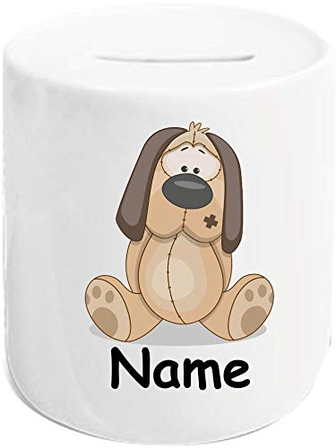 Spardose Sparschwein, Motiv Hund Dog, Kinder Tier Motive Namen Wunschtext