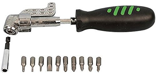 12 cacciaviti angolari a 3 vie, il kit contiene 1 testa angolata, adattatore a punta, 1 maniglia, punte di dimensioni Phillips n. 1 e n. 2, Pozi No.1, 2, 3, scanalato 4 e 7mm, Torx No.10, 15, 20, set
