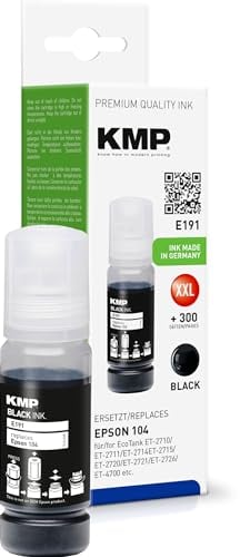 KMP Nachfuelltinte ersetzt Epson 104, 104 EcoTank, T00P1, C13T00P140 Kompatibel Schwarz 1648,0001