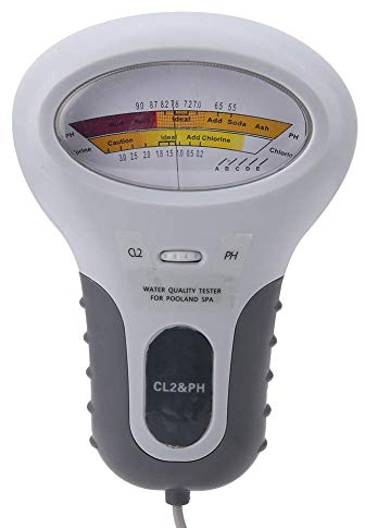 PC-102B CL2 Tester di Cloro, Tester PH, Analizzatore della Qualità dell'acqua della Piscina Termale, con Sonda, Lunghezza della Sonda della Maniglia 150 mm/5,9 Pollici, Lunghezza del Cavo 130 mm