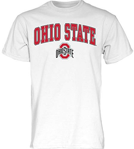 The Blue Brand NCAA Herren T-Shirt Ohio State Buckeyes White Arching Over, Ohio State Buckeyes Weiß, Größe XXL
