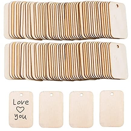 100 Pcs Holz Geschenkanhänger Holz Scheiben Etiketten Unvollendet, Diy, Baumstamm, Mit Bindfaden Geeignet Für Diy-Projekte, Hochzeiten, Malen, Weihnachten Und Partydekoration