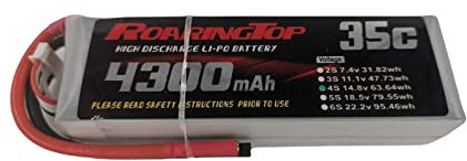 RoaringTop 5S 18,5V 4300mAh 35C RC Lipo Batterie avec sans Prise (Fil de Sortie) pour Mikado Logo 500, Align T-Rex 550/600, GAUI X5, Outrage 550, Hirobo SDX
