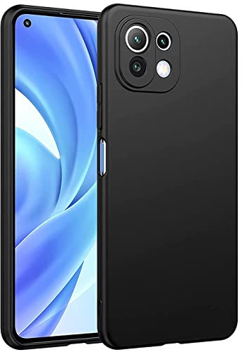 Verco Kompatibel mit Xiaomi Mi 11 Lite Hülle, Matte Rückschale Schutzhülle für Mi 11 Lite 4G/5G Case Silikon Handyhülle - Schwarz