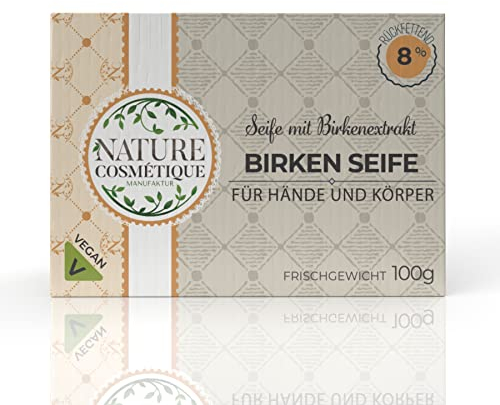 Nature Cosmétique® Feste Seife Birke – für Hände & Körper – Handgemachte Naturseife – Feuchtigkeitsspendend & Hautpflegend – Vegan, Palmölfrei – Made in Germany