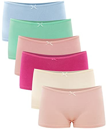 Libella® Boxer Femme Taille Basse - Culottes Shorty Stretch Slip Coton (Lot de 6) Jeune Multicolore S