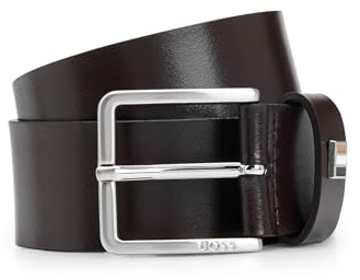 BOSS Herren Ther-Flag-E Sz35 Gürtel aus italienischem Leder mit Signature-Streifen-Detail an der Schlaufe Dunkelbraun 95