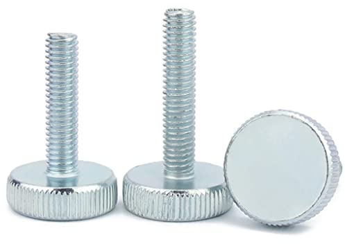 CONPHERON Vite a Testa Zigrinata, Viti a Testa Piatta Zigrinate in Acciaio al Carbonio Zincato Pomello a Testa Zigrinata, M6x20mm, 10 pcs