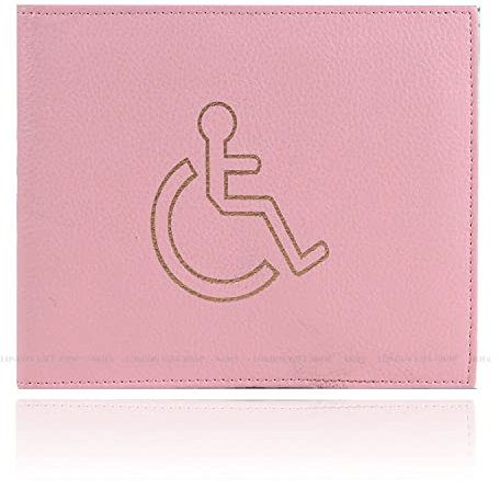 AKH® Ausweishalter für Behinderten, PU-Leder, Blau, Hologrammsicher, Babyrosa
