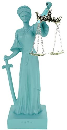 Kremers Schatzkiste Alabaster Justitia Göttin Figur Skulptur BGB Recht Gerechtigkeit 25 cm Türkis