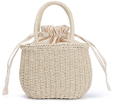 EVEOUT Stroh Handtasche Damen Sommer Handgewebt Clutch Henkeltaschen Rattan Strandtasche