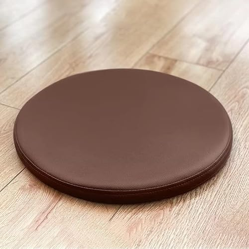 ZIBENE Stuhlkissen Rund 40cm, Sitzkissen Stuhl Rund Antirutsch, Stuhlkissen Outdoor Wasserfest Schmutzabweise Sitzpolster Gartenstuhl 40cm Durchmesser Ohne BäNder Leder Bezug Mit ReißVerschluss Braun