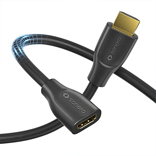 Sonero® 4K HDMI Verlängerungskabel, Premium High Speed, 4K 60Hz, HDMI Stecker auf HDMI Buchse, vergoldete Kontakte, zweifache Abschirmung, PVC-Mantel, 1,00m