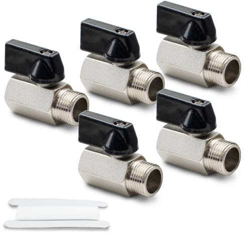 Bwintech 2 Pcs 3/8 BSP Female x Male Nickel Plated Brass Mini Ball Valve Shut-Off Valve