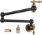 WOWOW Pot Filler Faucet Over Stove, Solid Brass Pot Filler Wall Mount Commercial Kitchen Sink Pot Filler Copper Folding Faucet, with Stretchable Double Joint Swing Arm, Black and Gold