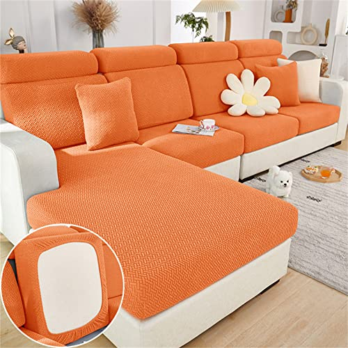 EXTLEZSA Sofa-Sitzkissenbezüge, Stretch-Sofakissenbezüge, Ersatz, rutschfest, universal, Jacquard-Sofabezug, dicker Schutz, Möbelschutz mit elastischen Bändern (Orange, Recamiere)