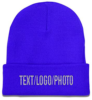 Wintermütze Beanie für Herren Damen Ihr Design hier Bündchen Beanie Mütze Blau, blau, One size