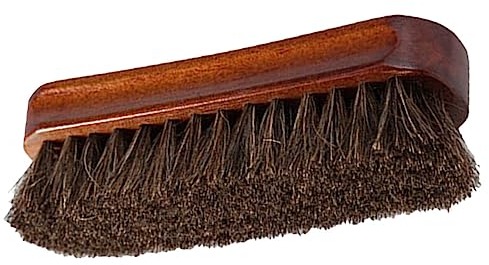 NUOBESTY Wooden Horse Hair Brush for Leather Cleaning Small Curved Design for Polishing Shoes Boots Gentle Bristles for Dirt Removal and Shine for Leather Care