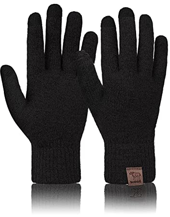 Niwicee Handschuhe Herren Winter Handschuhe Damen Winter Warm Handschuhe Frauen Herren Thermo Fleece Stretch Wolle Bequem Touchscreen Unisex Strickhandschuhe-Schwarz-Damen-