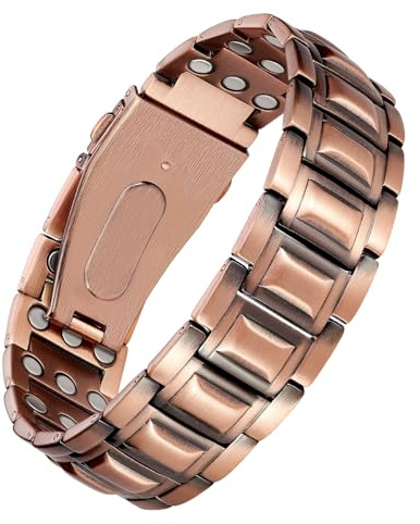 Jecanori 3X Strength Copper Bracelets for Men, Magnetic Bracelets for Men with 3800 Gauss Magnets, Premium Fold-Over Clasp