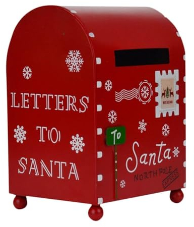 Easnea Boîte aux lettres de Noël - Décoration de Noël - Boîte aux lettres au Père Noël vintage - Décoration de ferme en métal rustique