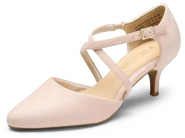 DREAM PAIRS Donna Scarpe col Tacco Eleganti Decollete Tacco Pompe Gattino Punta Chiusa,Size 36,Rosa,SDPU2437W-E